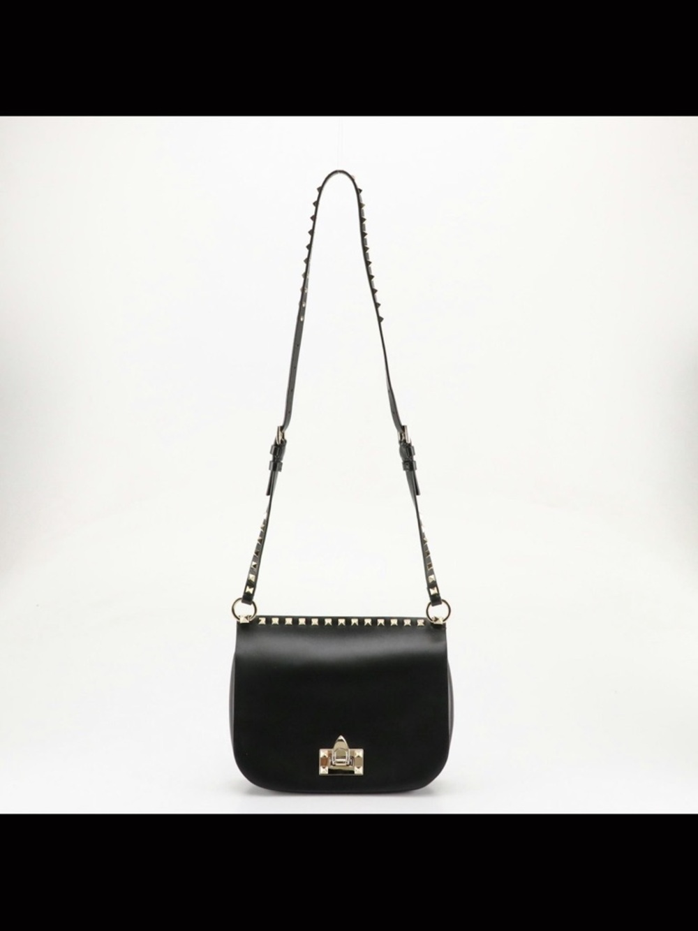 Vintage Valentino Garavani Rockstud Black Leather Saddlebag - Picture 9 of 14